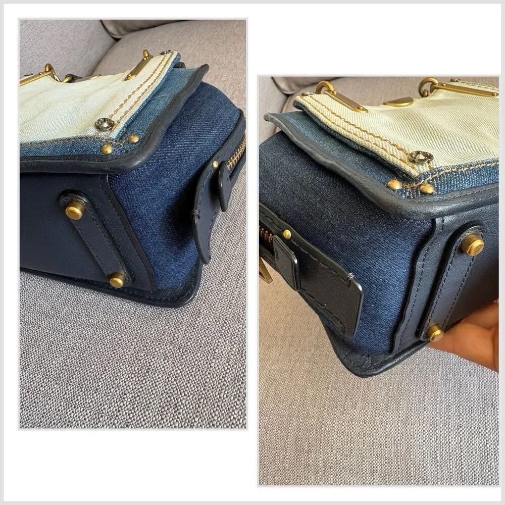 Coach Mini Dreamer 21 Denim ColorBlock  Satchel Crossbody Bag EUC